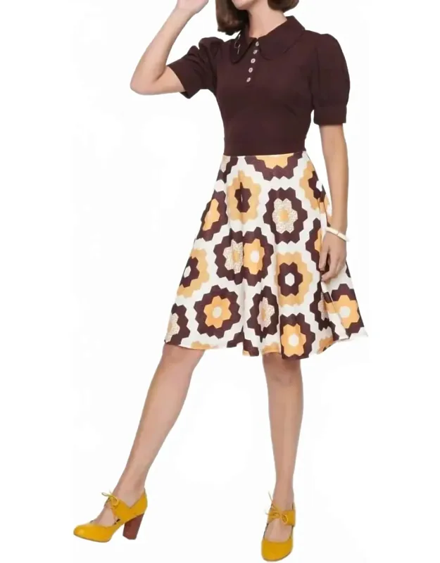 Honey Comb Pattern Flare Dress
