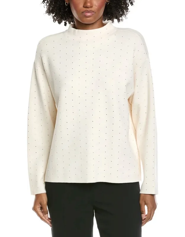 Funnel Neck Rhinestone Sweater