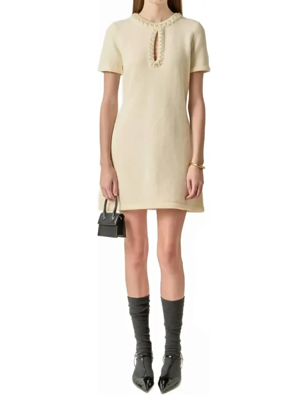 Pearl Embellished Knit Mini Dress