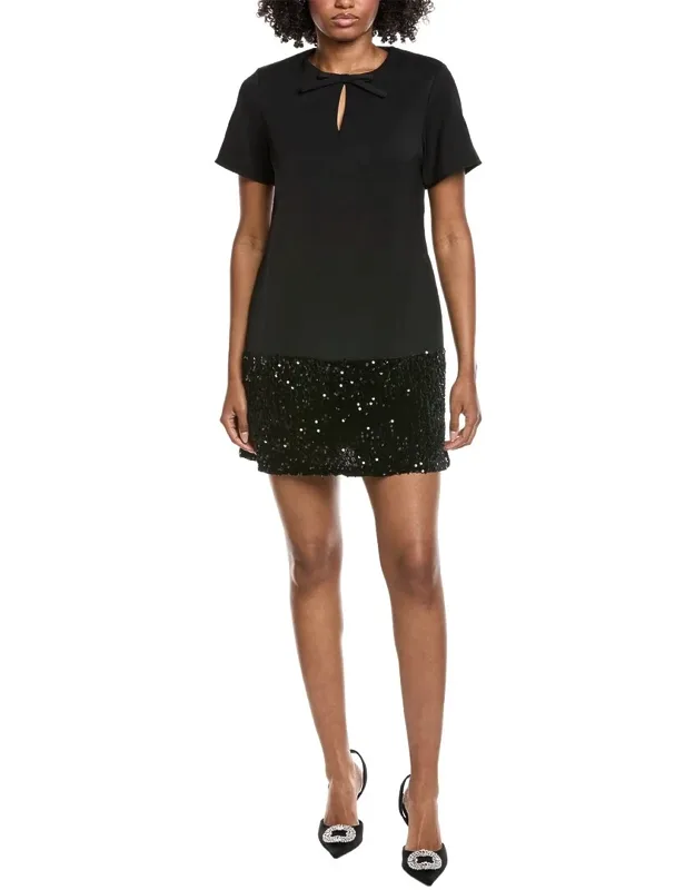 Keyhole Neck Bow Tie Sequin Embellished Dress