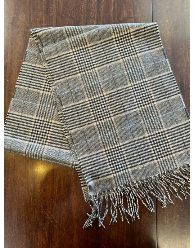 Premium Cashmere Scarf In Herringbone Plaid