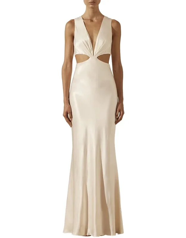 La Lune Plunged Cut Out Maxi Dress