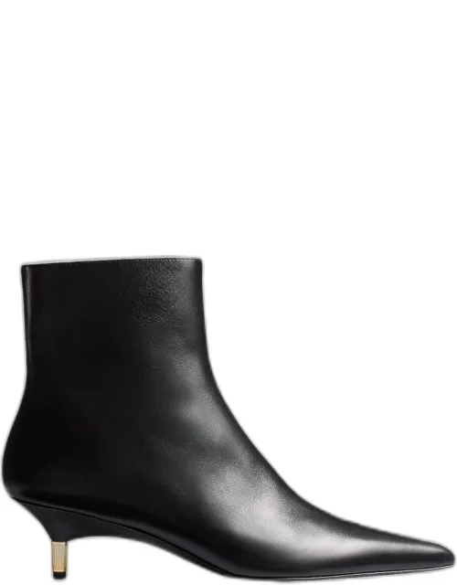 55mm Ankle Boots With Goldtone Hardware And Side Zipper Closure