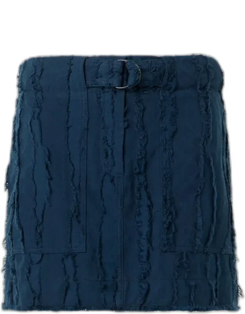 Fringe Wave Cotton Jacquard Belted Mini Skirt