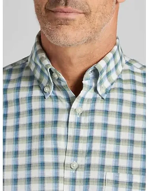 Classic Fit Plaid Woven Button Up Shirt