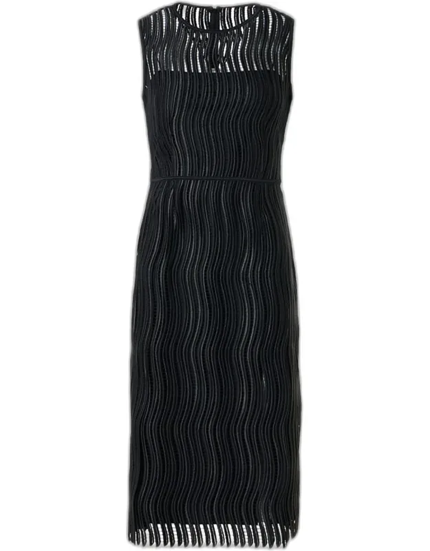 Techno Wave Guipure Sheath Midi Dress