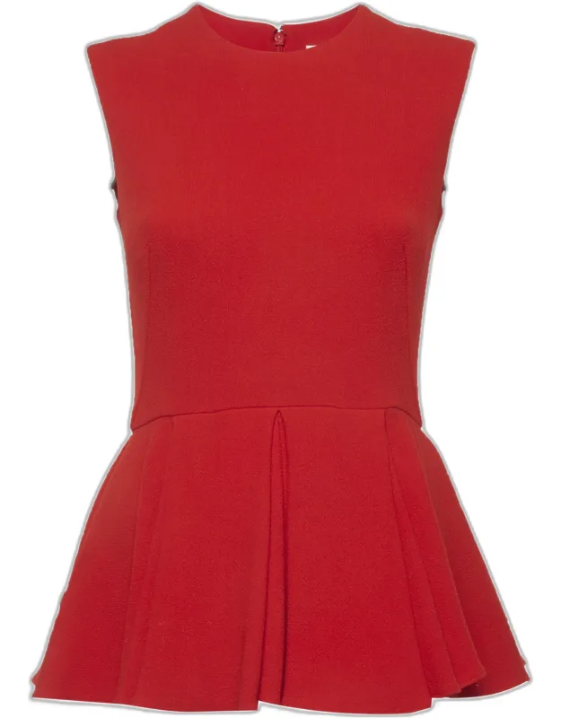 Wool Crepe Sleeveless Peplum Top