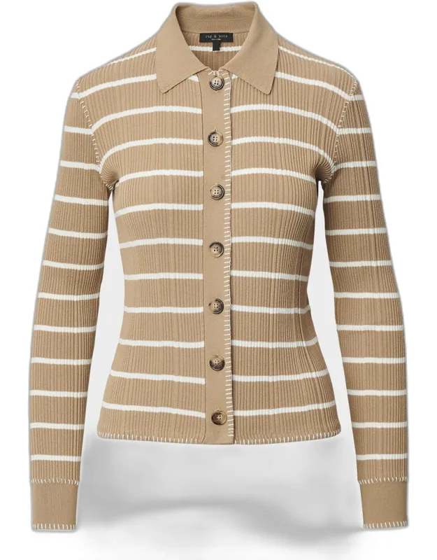 Striped Button-down Cardigan