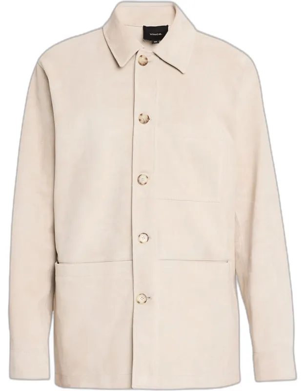 Suede Patch-pocket Shirt Jacket