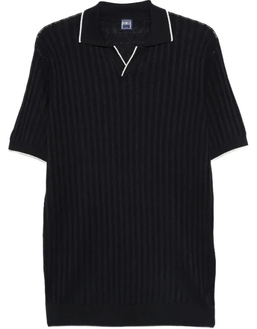 Ribbed V-neck T-shirt