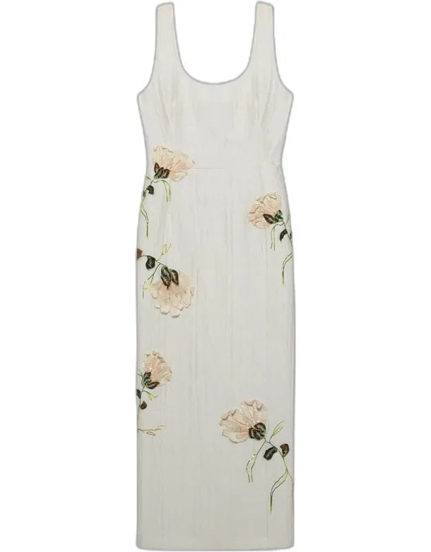 Lilibeth Sleeveless Floral Applique Midi Dress
