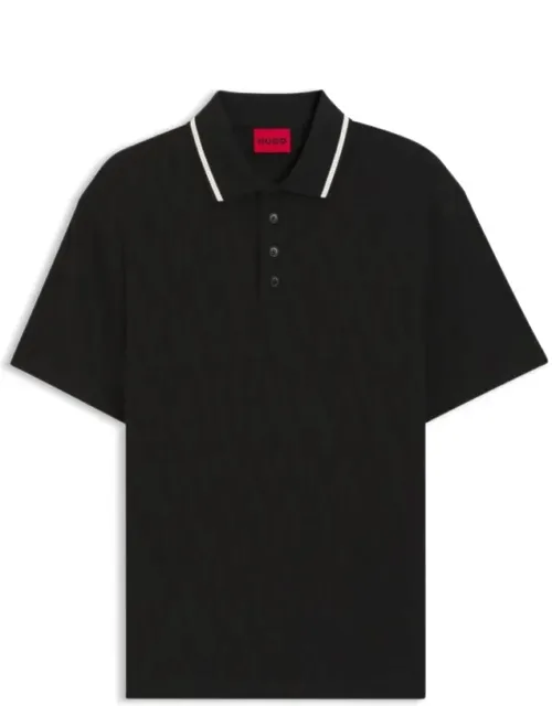 Stripe-collar Polo Shirt