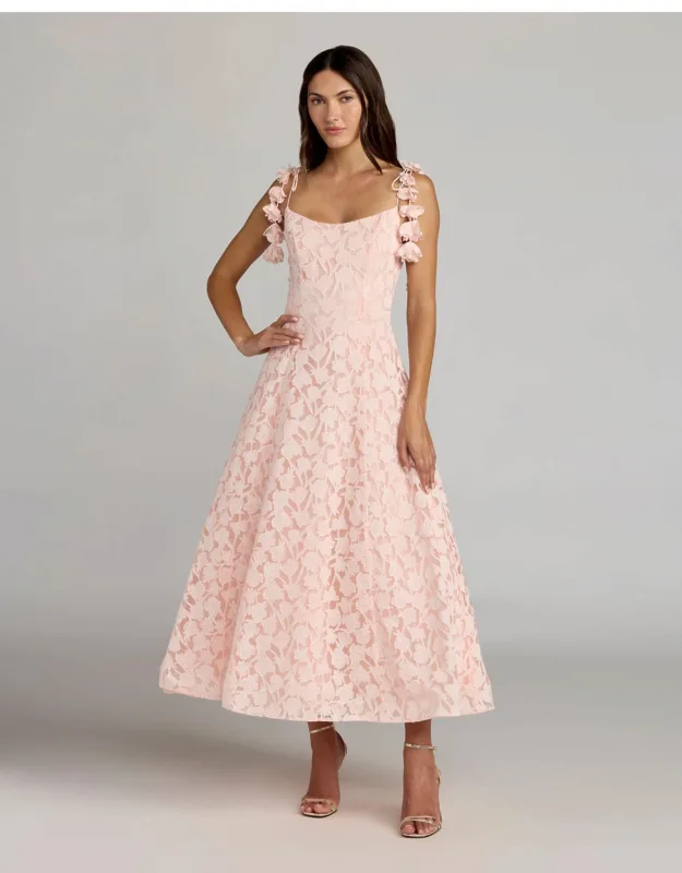 Scoop Neck Floral A-line Midi Dress