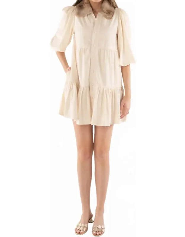 Sadie Dress With A-line Silhouette And Three-quarter Sleeves