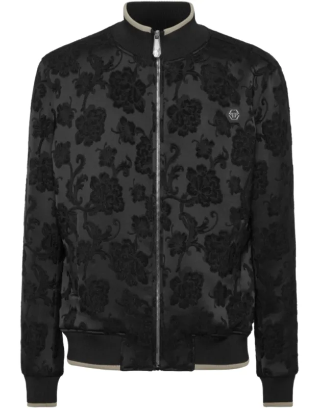 Jacquard Flower Bomber Jacket