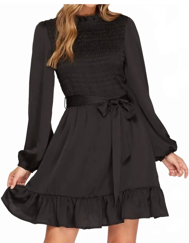 Smocked Satin Dress