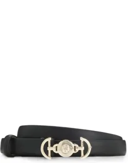 Italian-leather Belt With Monogram Buckle