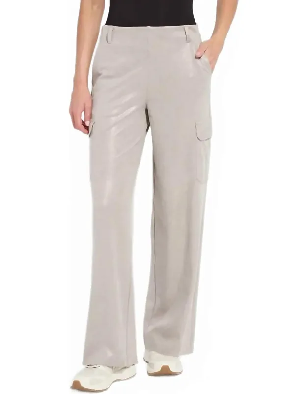 Callie Patent Foil Vegan Suede Cargo Pants