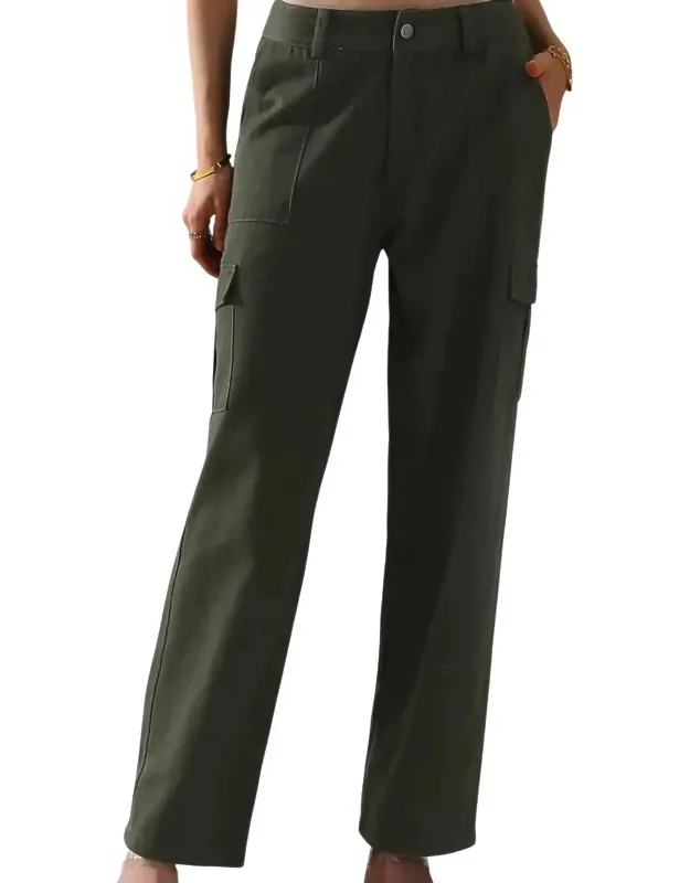 Wide Leg Cargo Cotton Pants