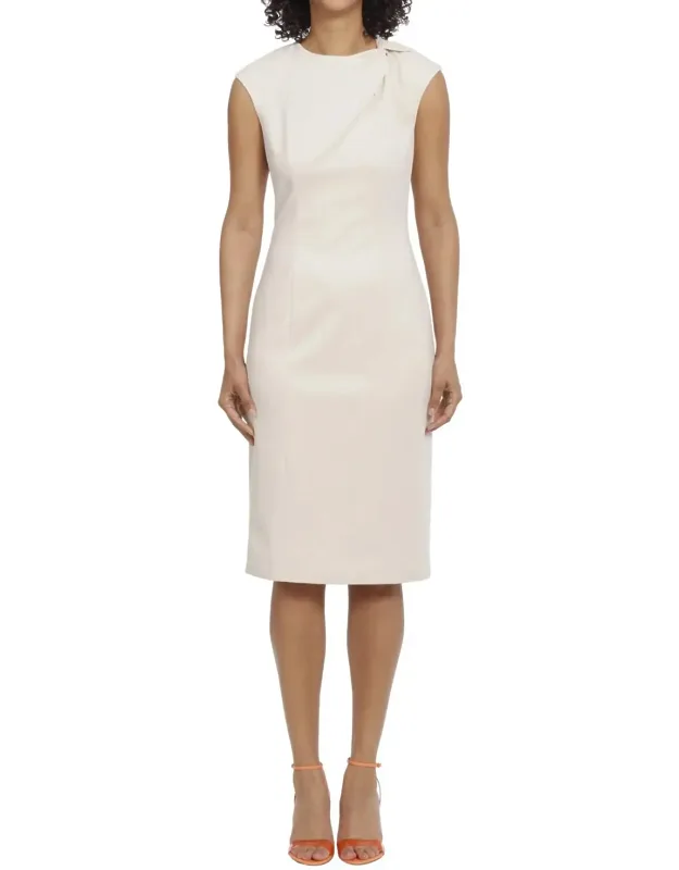 Straight Twist Neck Midi Sheath Dress