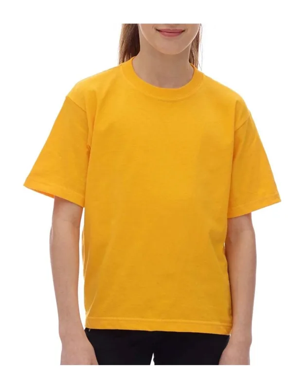 Youth Gold Soft Touch T-shirt, 100% Preshrunk Cotton, Cover Seamed Neckline
