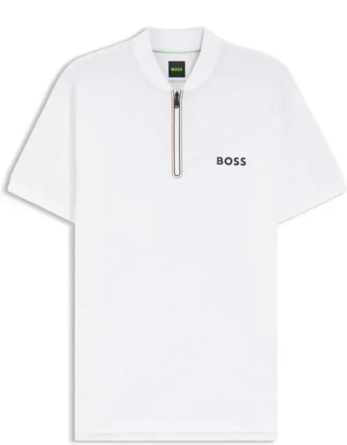 Bodymapping-jersey Slim-fit Polo Shirt With Zip Neck