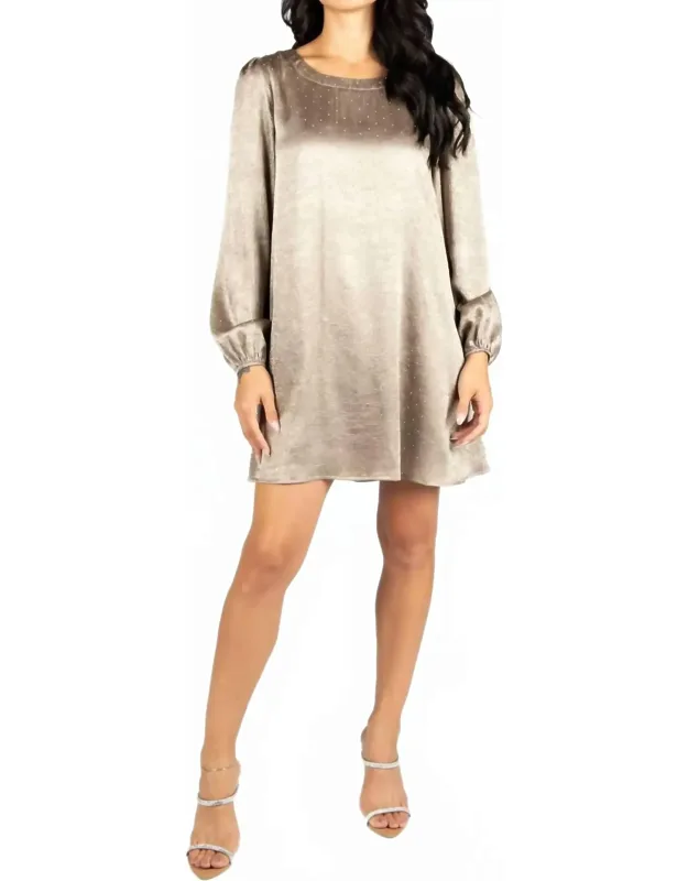 Embellished Mink Satin Dress