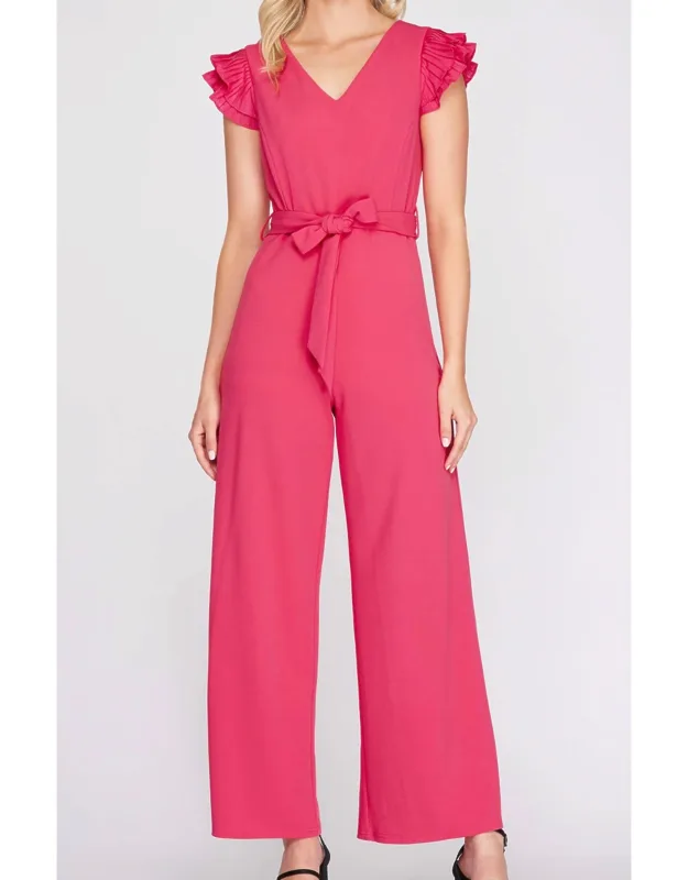 Pleated Sleeve Jumpsuit