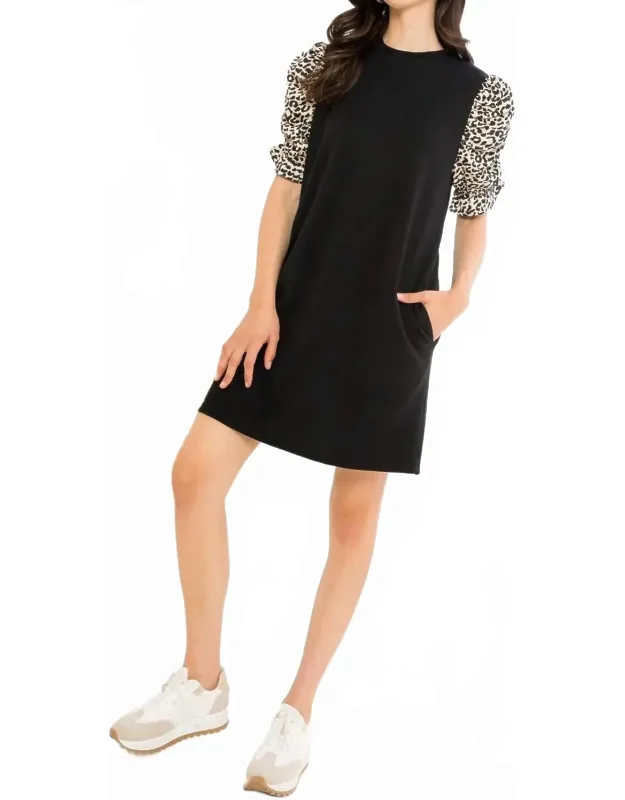 Leopard Sleeve Twist Dress