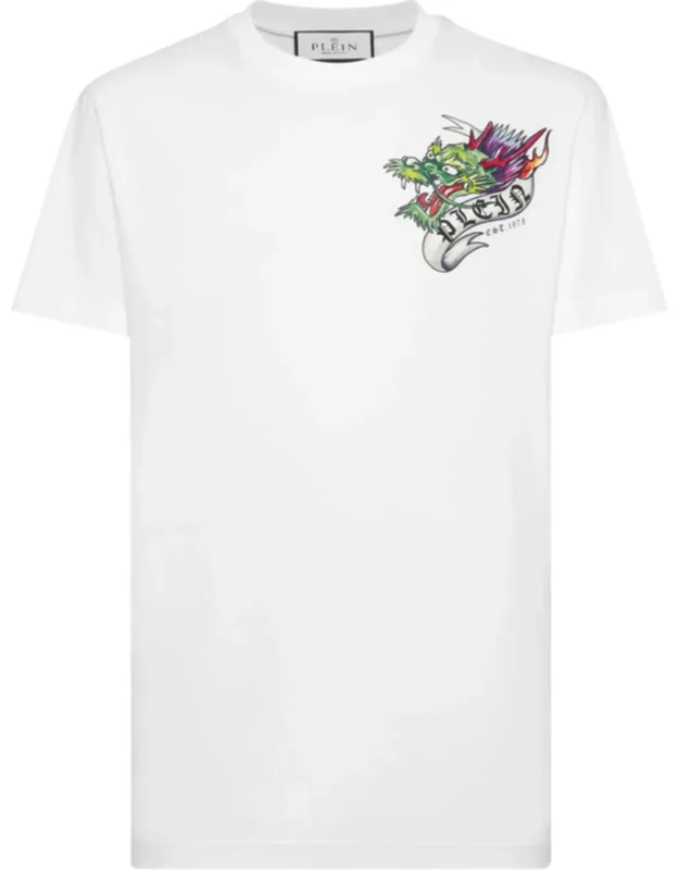 T-shirt Round Neck Ss With Tattoo Pattern And Pp Hexagon Patch
