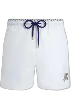 Vilebrequin - Swim Trunks Bicolor Micro Ronde Des Tortues - Swimwear - Moka - Elastic Waistband With Drawstring And Zamac Tips Engraved, Two Side Pockets And One Rear Pocket With Velcro Flap