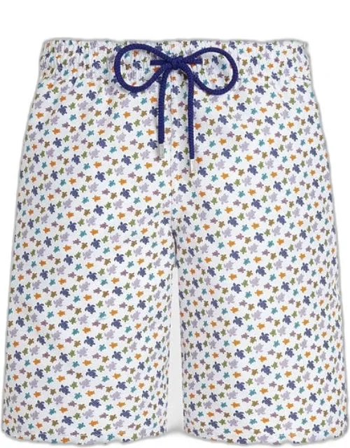 Vilebrequin - Long Swim Trunks Micro Ronde Des Tortues - Swimwear - Okoa - Elastic Waistband, Drawstring With Zamac Tips