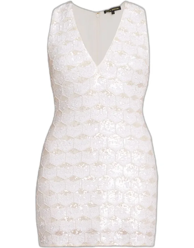 Sequin Plunging Mini Dress