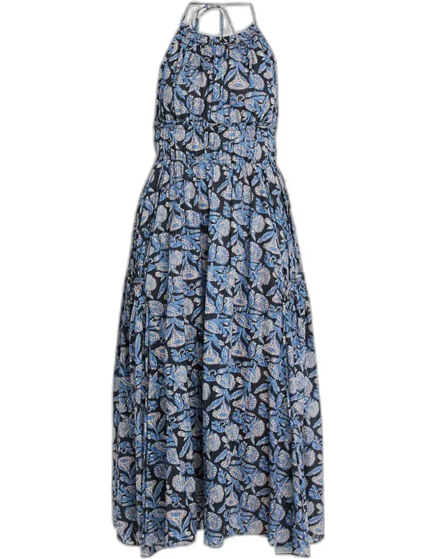 Printed Halter Midi Dress