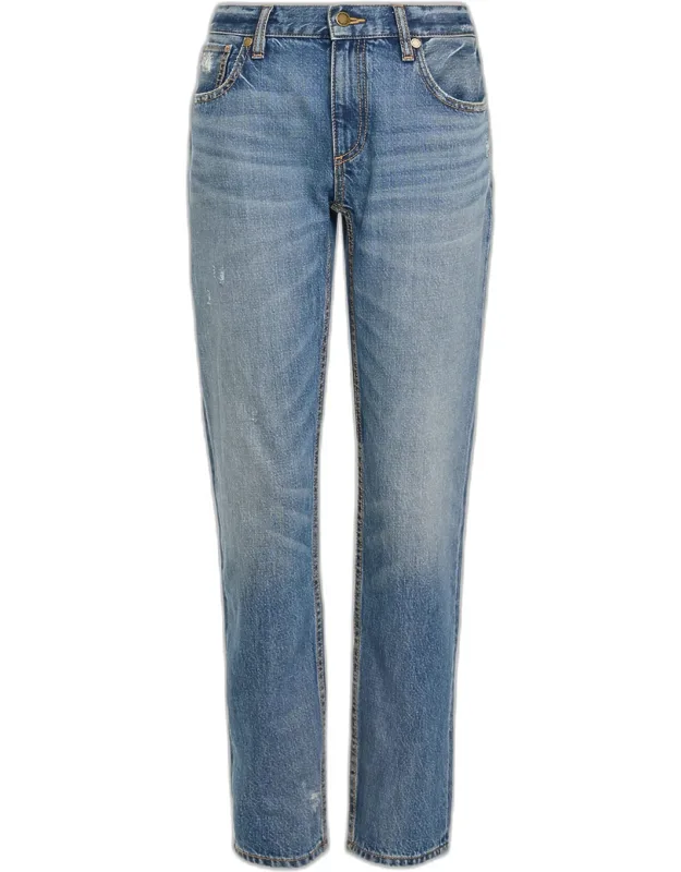 Distressed Low-rise Tapered Jeans