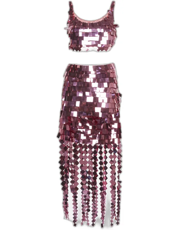 Sequin Bralette And Skirt Suit