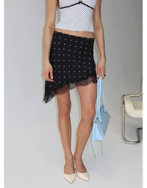 Idette Lace Asymmetrical Mini Skirt
