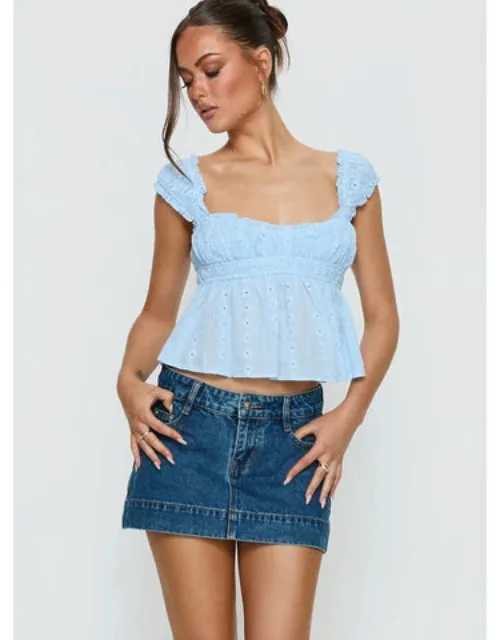Warna Low Rise Denim Mini Skirt