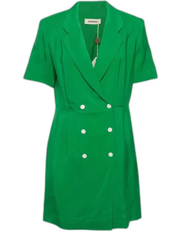 Textured Crepe Double Breasted Mini Dress