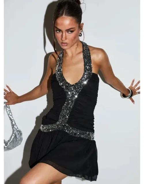 Aisleigh Sequin Halter Mini Dress