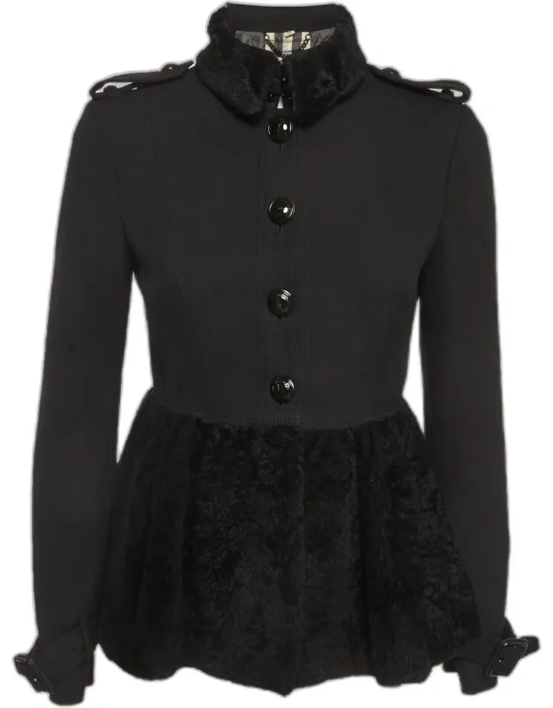 Shearling And Crepe Short Coat