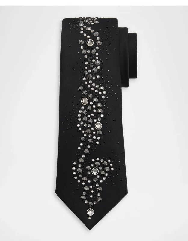 Wool Blend Rhinestone-embellished Tie