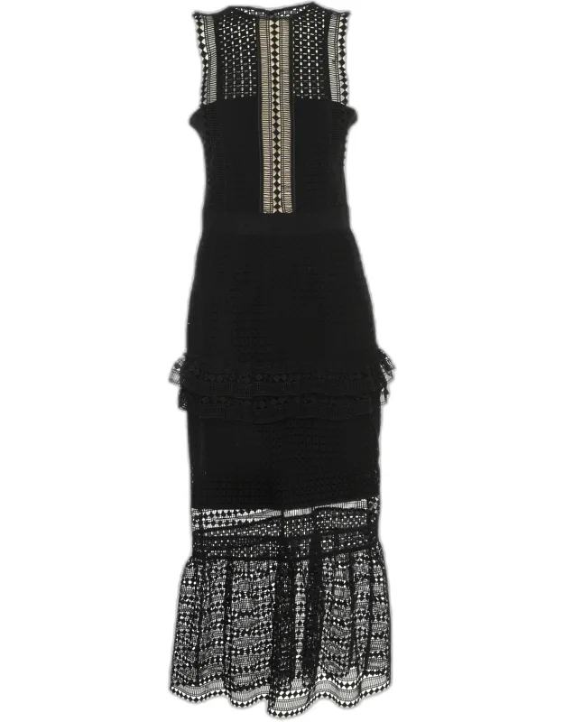 Guipure Lace Tiered Midi Dress