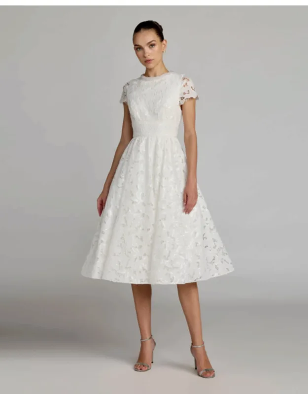Embroidered Lace A-line Midi Dress
