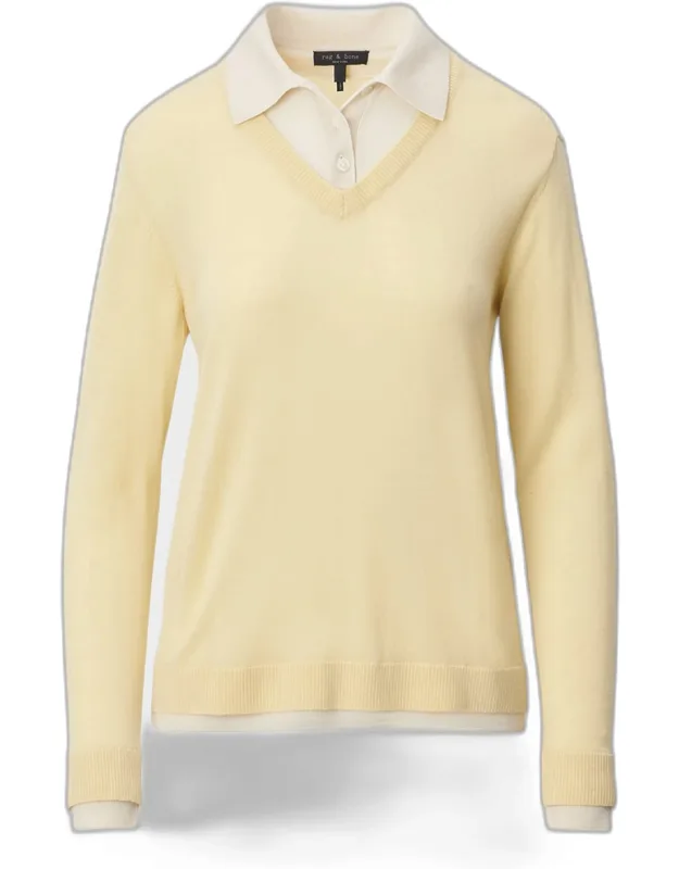 Layered Wool Polo Sweater