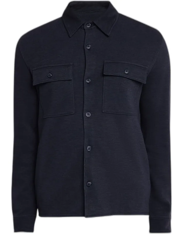 Double-slub Cotton-blend Shirt Jacket