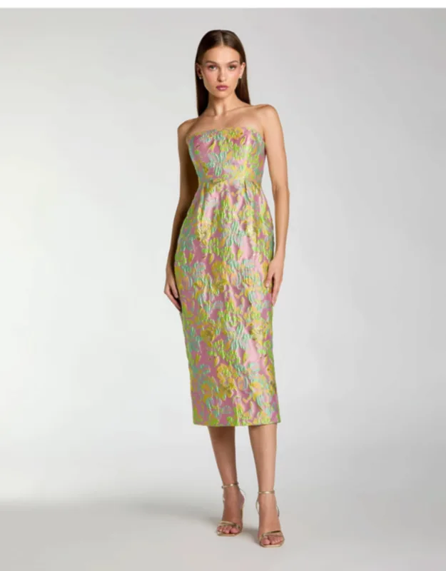 Floral Brocade Midi Dress
