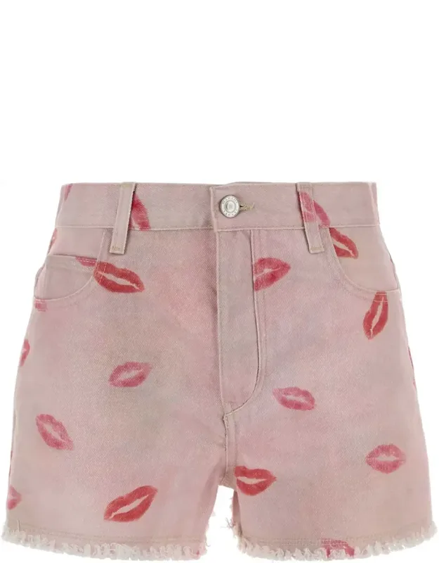 Printed Denim Shorts