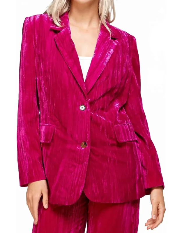 Magic Touch Crinkle Velvet Blazer