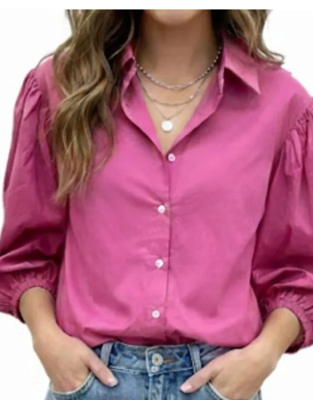 Solid Poplin Button Down Top